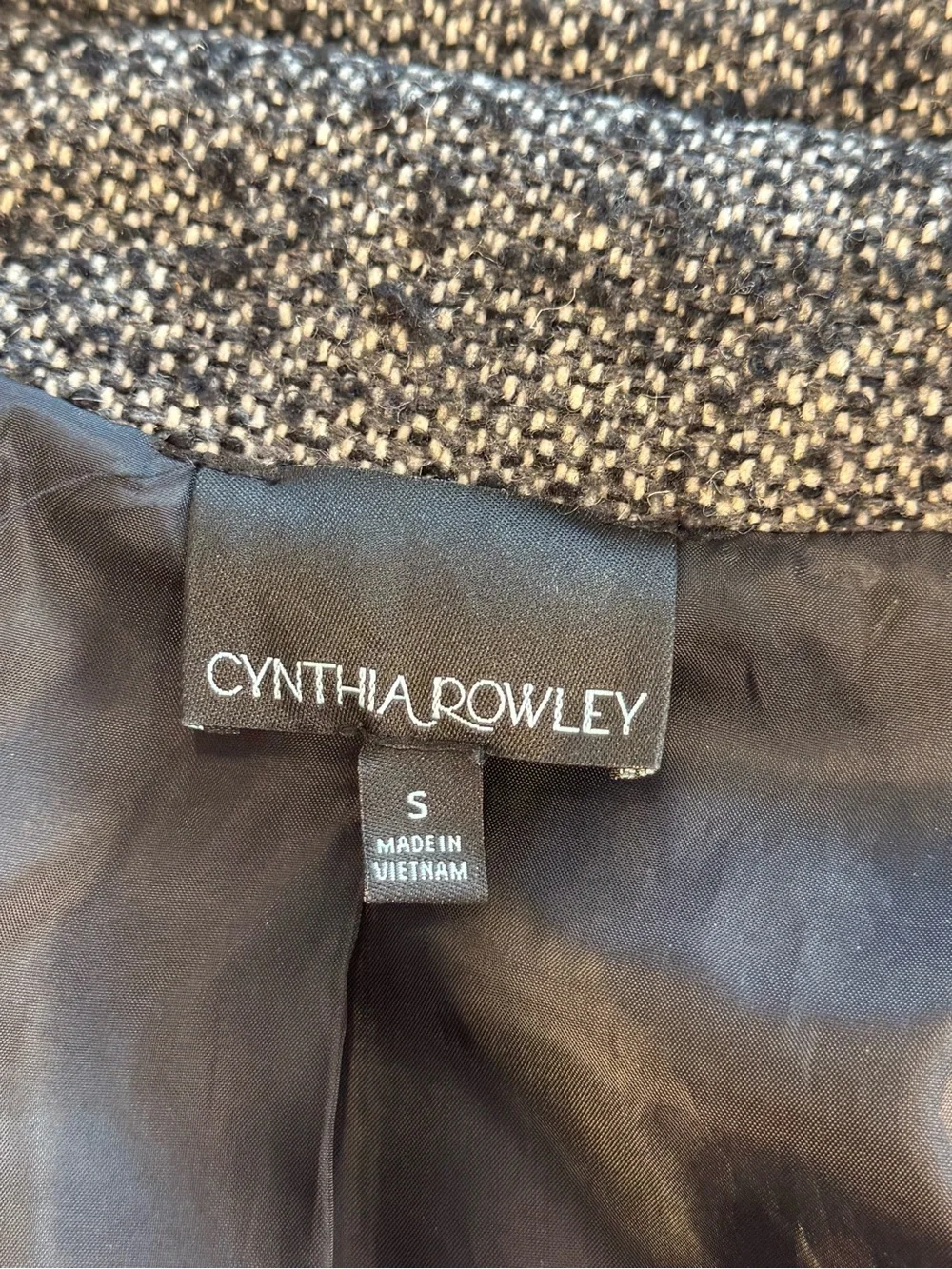 Cynthia Rowley Black & White Tweed Pea Coat with Zip Accents - Picture 3 of 8
